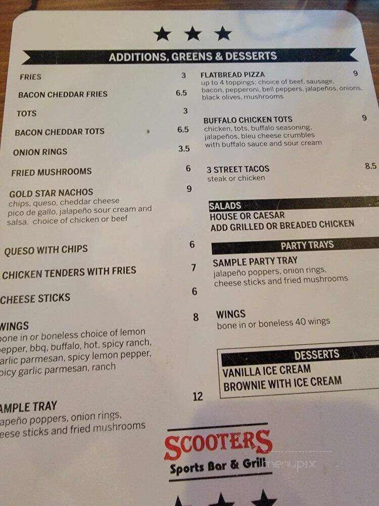 Scooters Sports Bar and Grill - Arlington, TX menu_pic