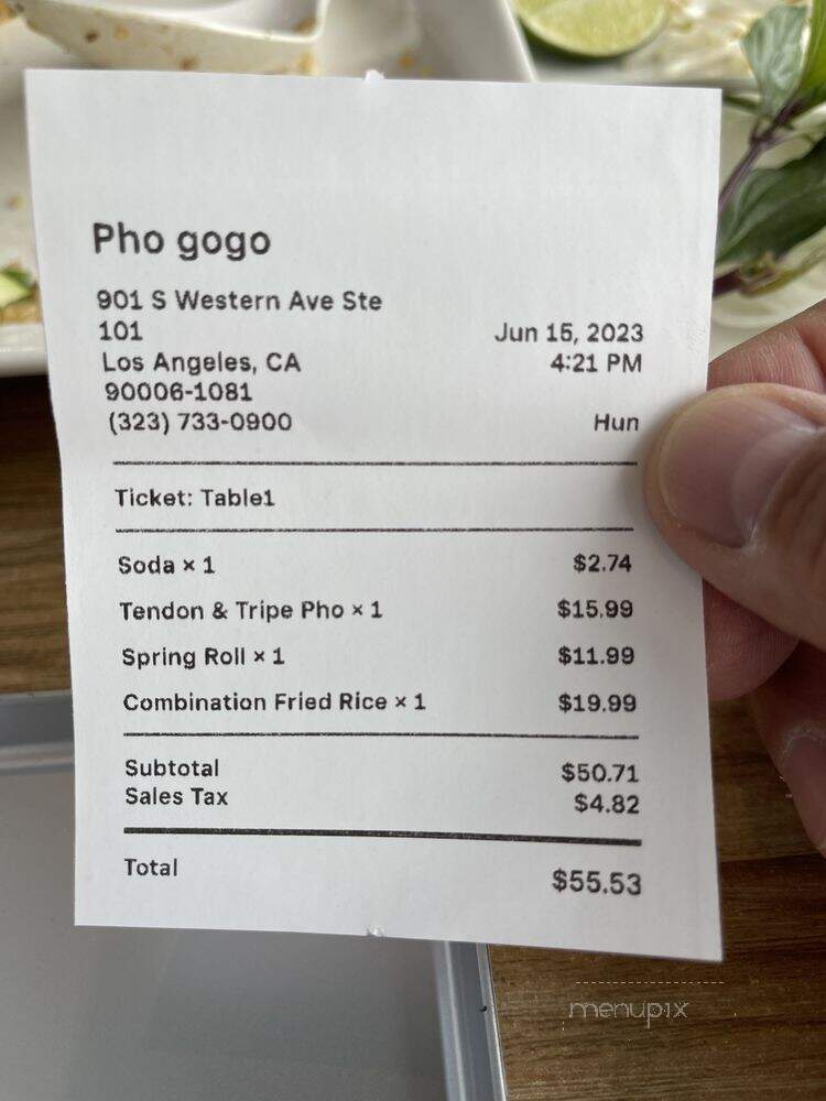 Pho Gogo - Los Angeles, CA menu_pic