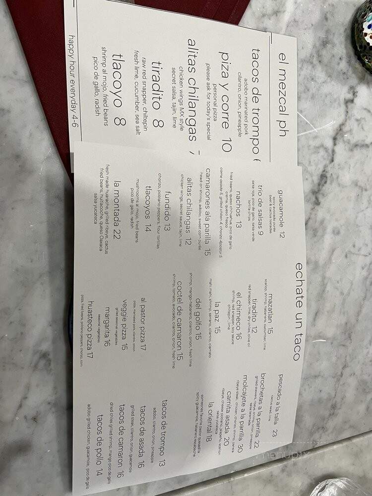 El Mezcal Cantina - Philadelphia, PA menu_pic