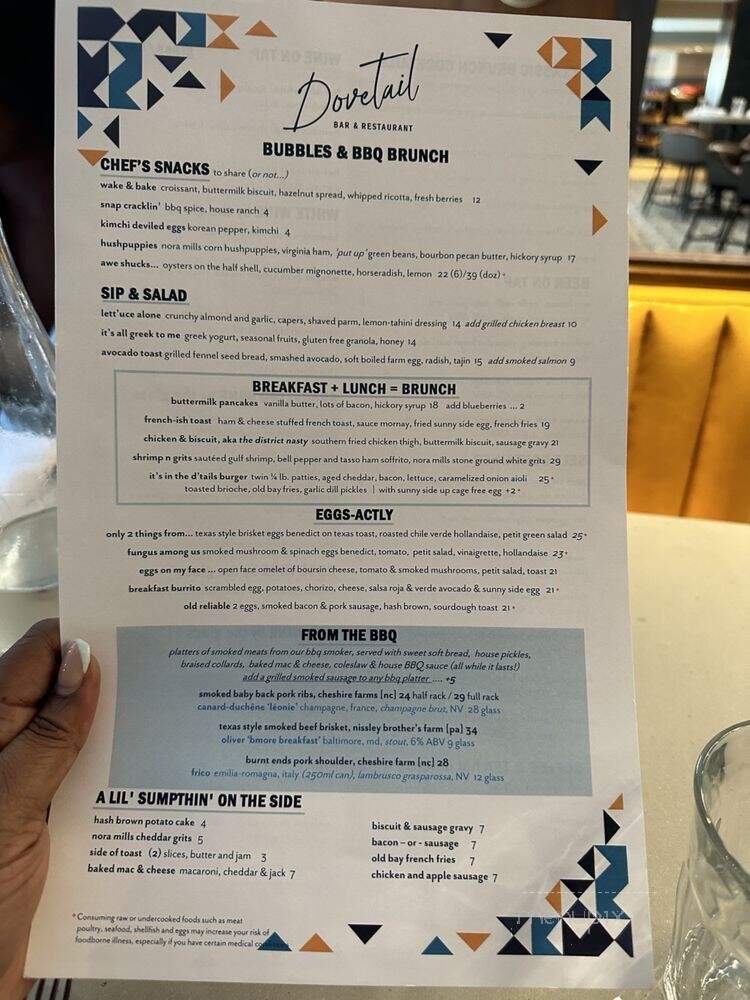 Dovetail Bar & Restaurant - Washington, DC menu_pic