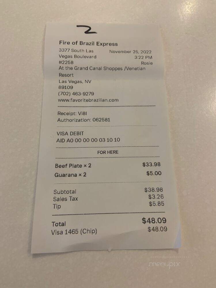 Fire of Brazil Express Churrascaria - Las Vegas, NV menu_pic