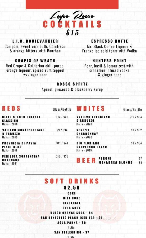 Lupo Rosso - Long Island City, NY menu_pic