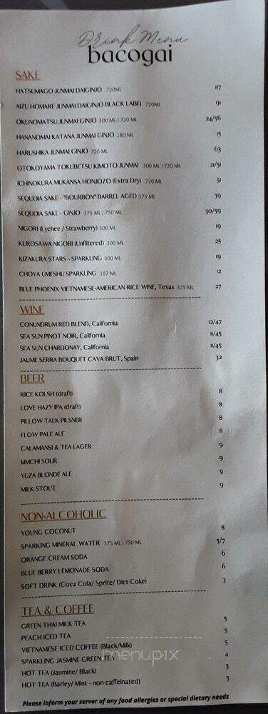 Bacogai - Alameda, CA menu_pic