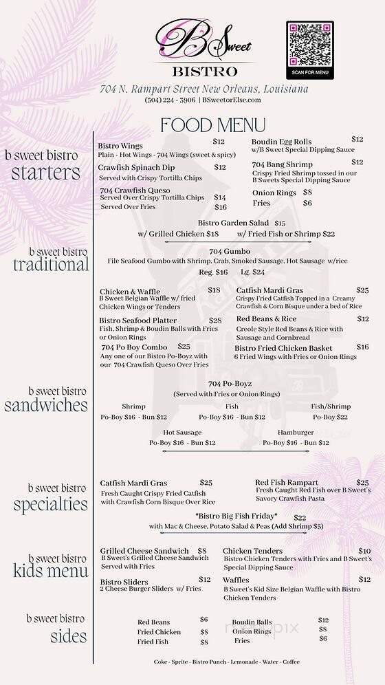 B Sweet Bistro - New Orleans, LA menu_pic