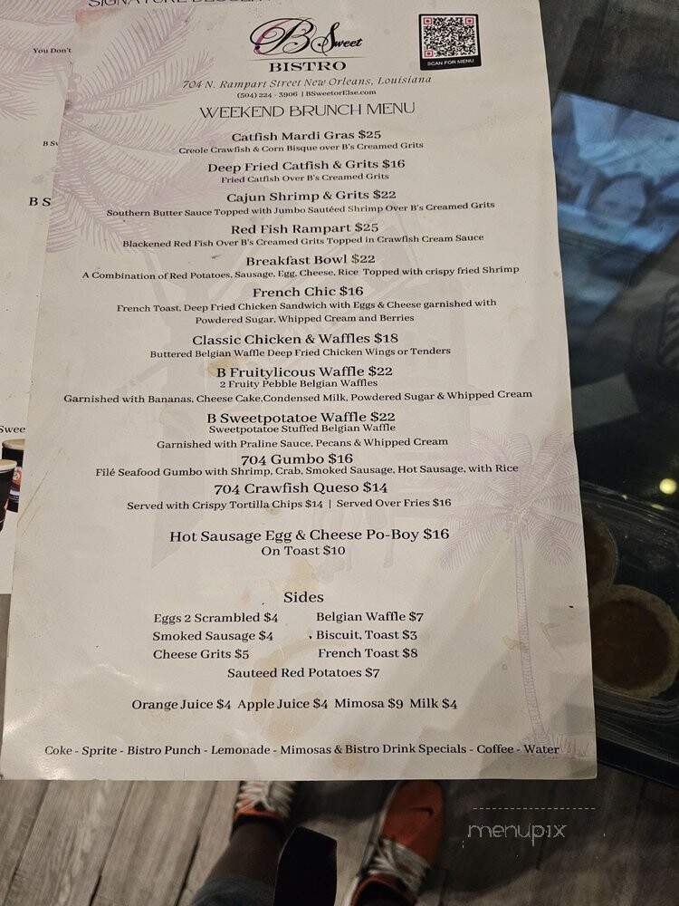 B Sweet Bistro - New Orleans, LA menu_pic