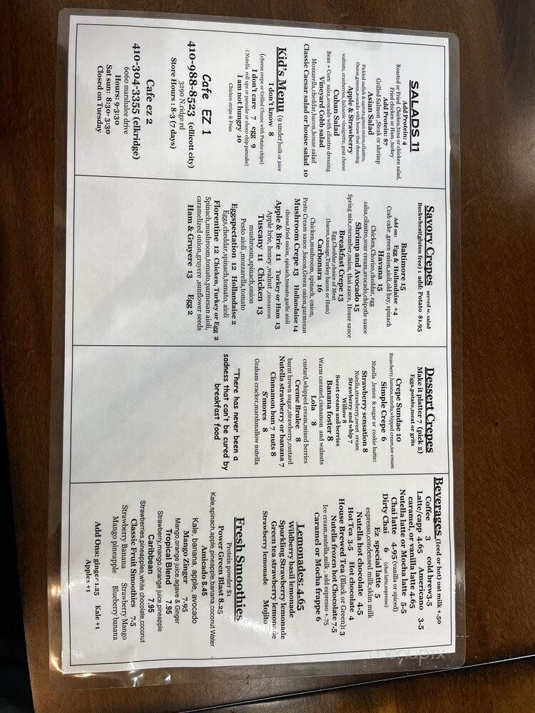 Cafe Ez - Elkridge, MD menu_pic