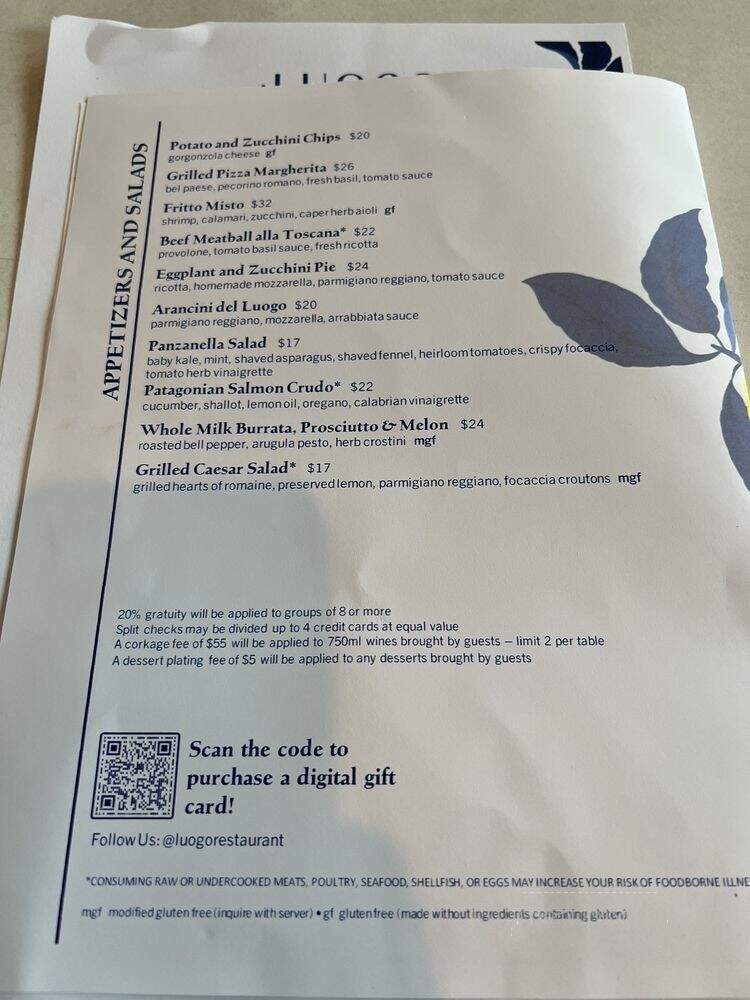 Luogo Restaurant - Nashville, TN menu_pic