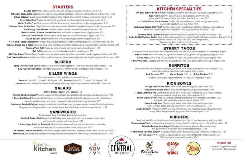 Grand Central Bowl & Arcade - Portland, OR menu_pic