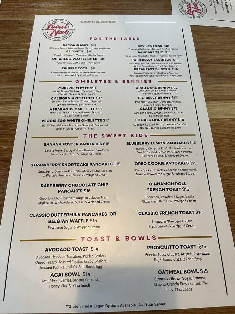 The Local Nod Cafe - Huntington Beach, CA menu_pic