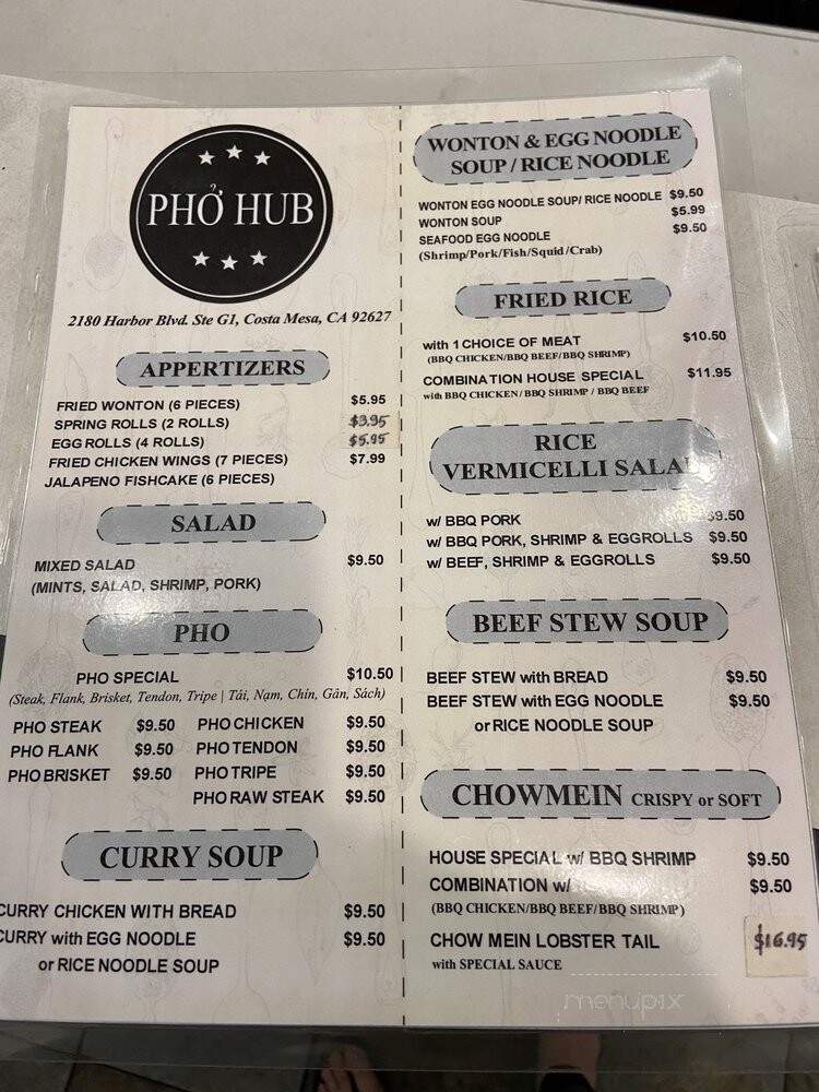 Pho Hub - Costa Mesa, CA menu_pic