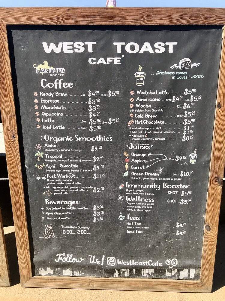 West Toast Cafe - San Clemente, CA menu_pic