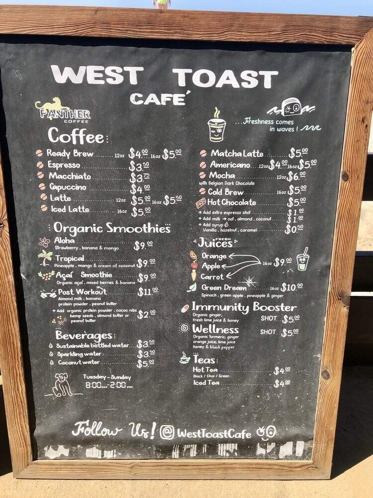 West Toast Cafe - San Clemente, CA menu_pic