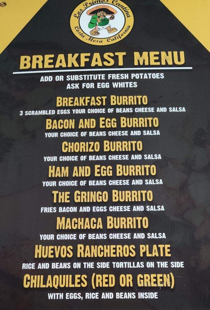 Los Primos Cantina - Costa Mesa, CA menu_pic