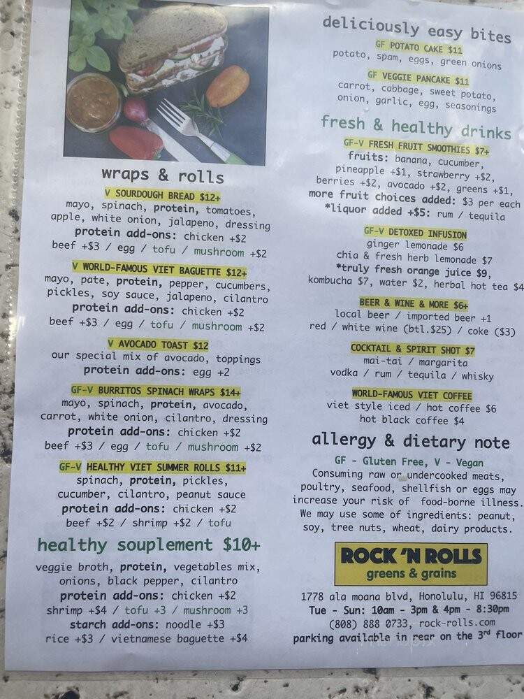 Rock 'N Rolls - Honolulu, HI menu_pic