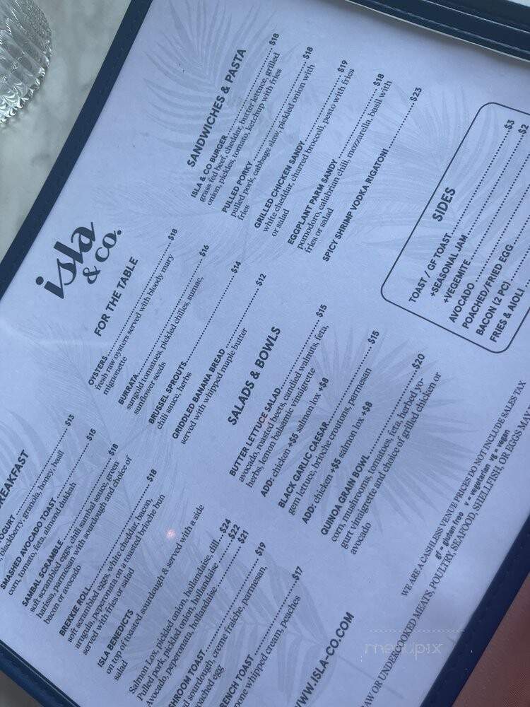 Isla & Co. - Fairfield, CT menu_pic