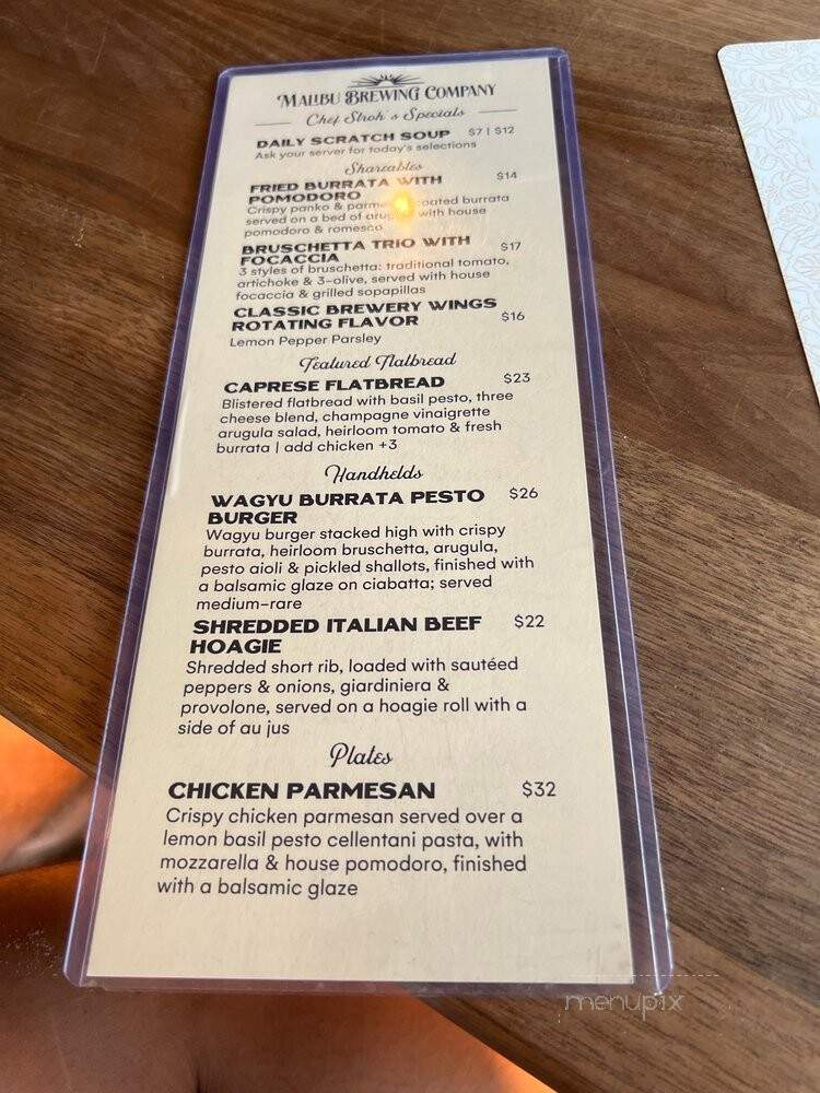 Malibu Brewing - Malibu, CA menu_pic