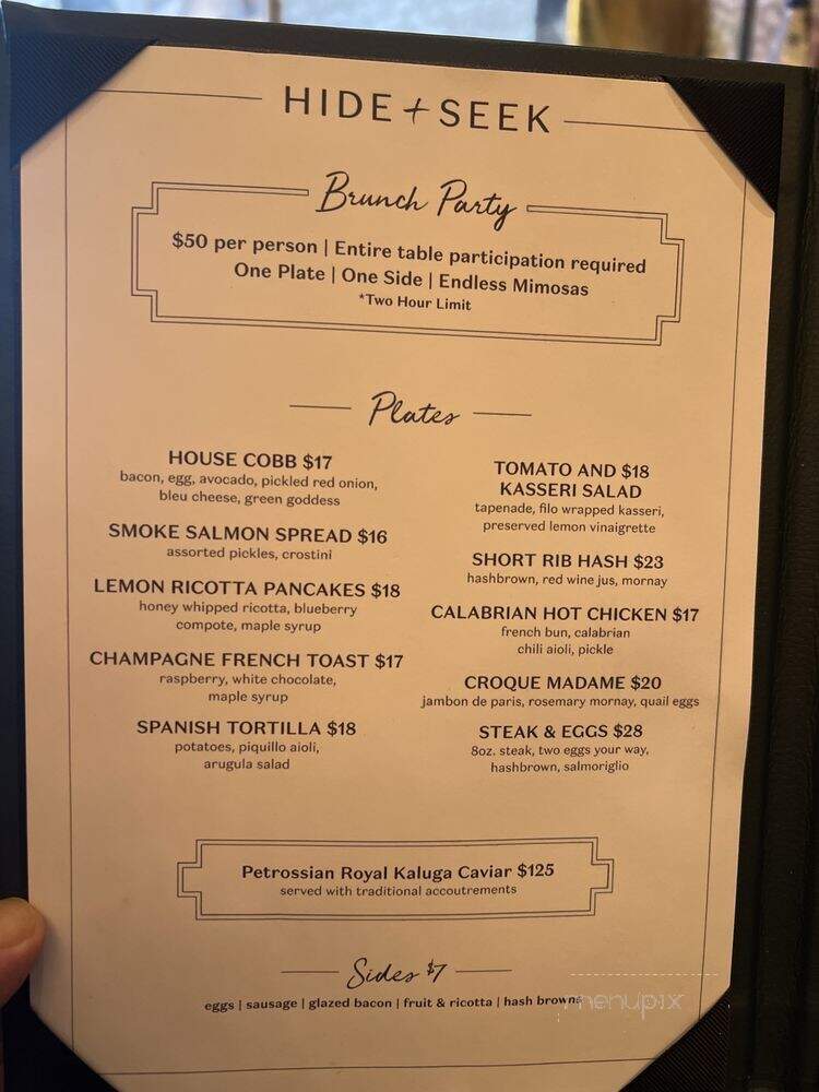 Hide+Seek - Chicago, IL menu_pic