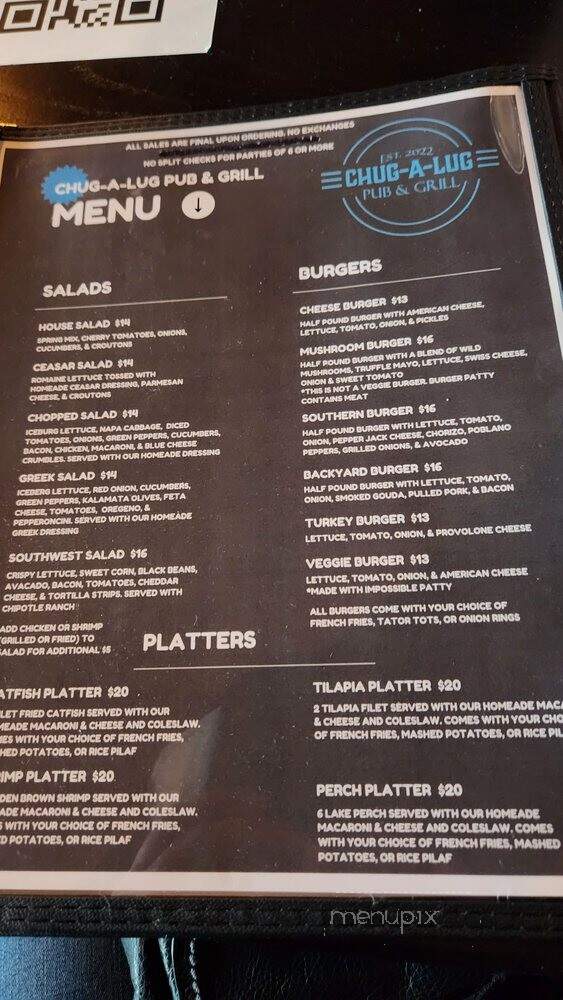 Chug A Lug - Glenwood, IL menu_pic