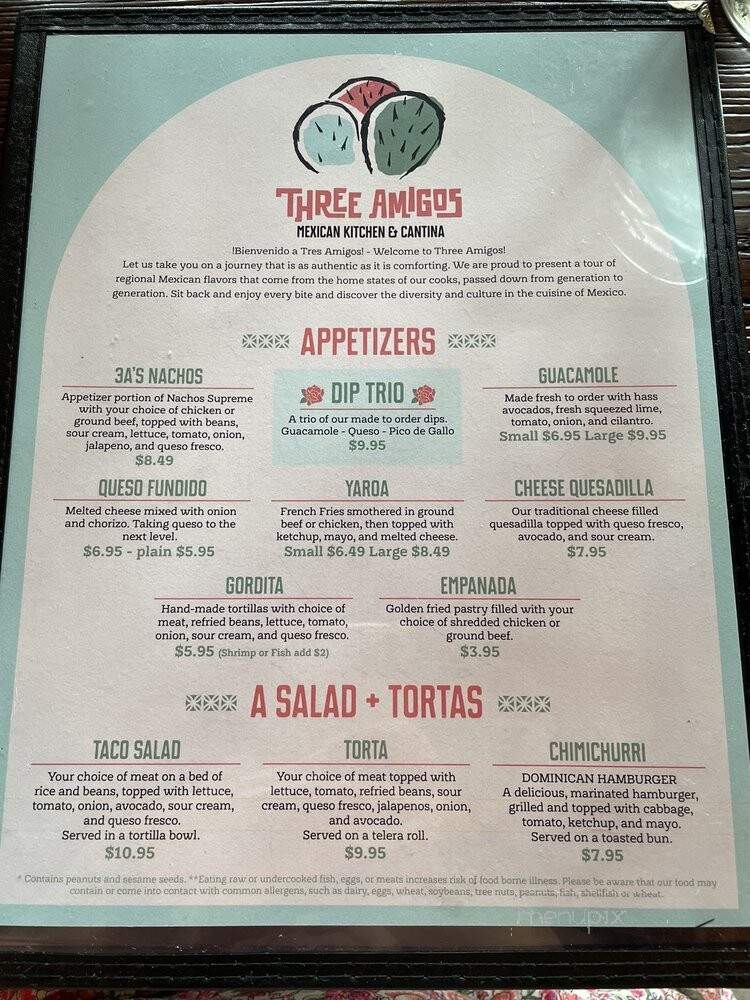 Three Amigos Mexican Kitchen & Cantina - Charlotte, NC menu_pic