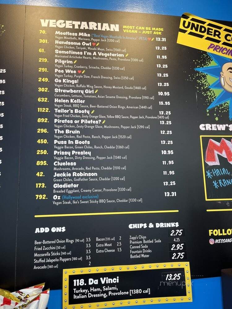 Ike's Love & Sandwiches - Hollywood, CA menu_pic
