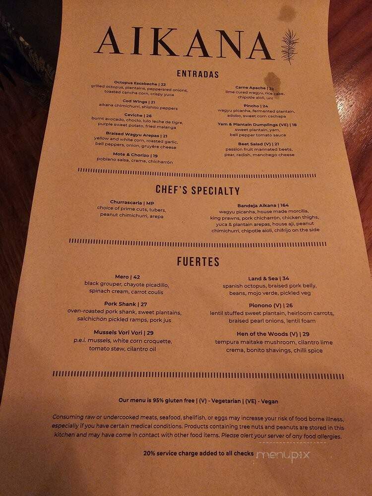 Aikana Chicago - Chicago, IL menu_pic