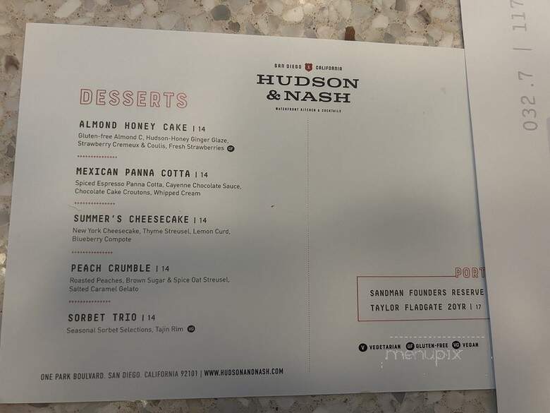 Hudson & Nash - San Diego, CA menu_pic