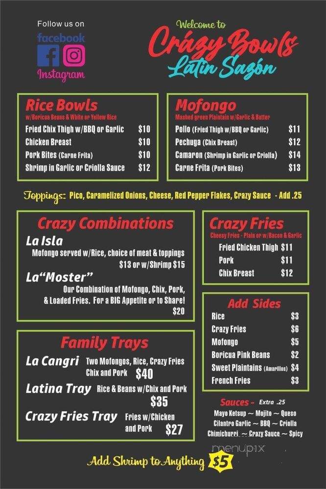 Crazy Bowls Latin Sazon - Auburndale, FL menu_pic