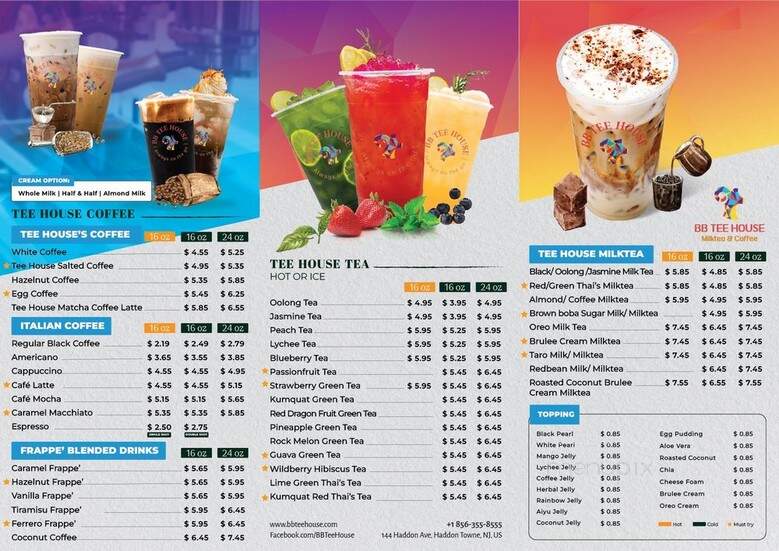 BB Tee House - Haddon Township, NJ menu_pic