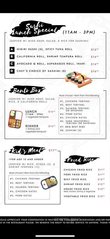 Yummy Sushi - Ripon, CA menu_pic