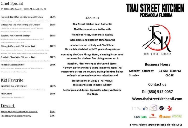 Thai Street Kitchen - Pensacola, FL menu_pic