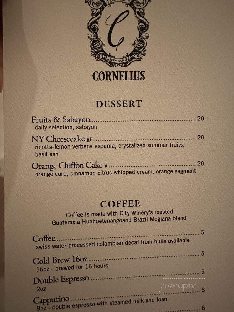 Cornelius - New York, NY menu_pic