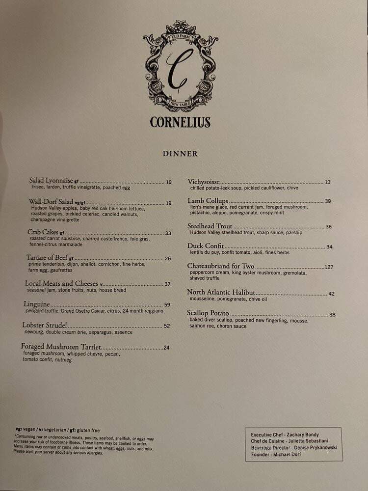Cornelius - New York, NY menu_pic