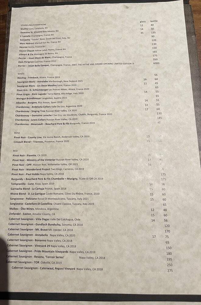 Revel Lounge - Vail, CO menu_pic