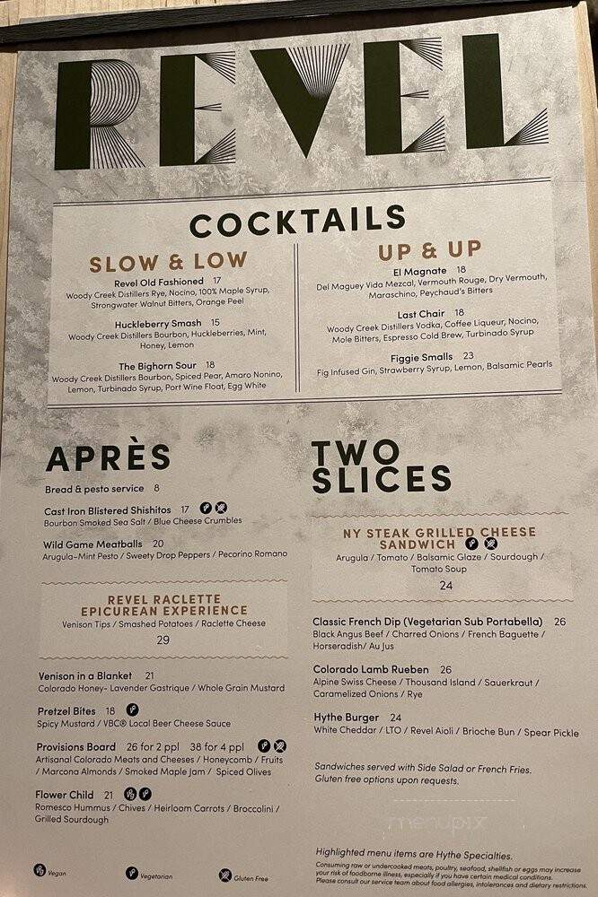 Revel Lounge - Vail, CO menu_pic
