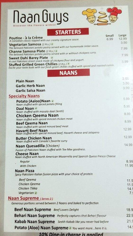Naan Guys - Milton, ON menu_pic