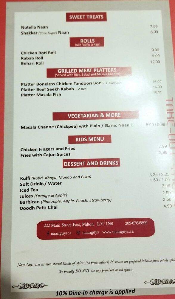 Naan Guys - Milton, ON menu_pic
