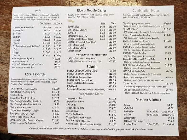 Diem 99 Cafe - Honolulu, HI menu_pic