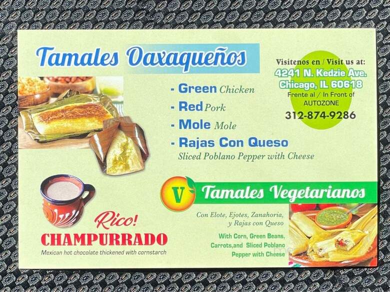 Tamales Norma - Chicago, IL menu_pic