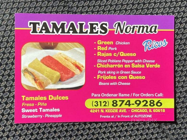 Tamales Norma - Chicago, IL menu_pic