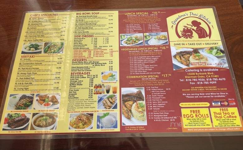 Grandma's Thai Kitchen - Studio City, CA menu_pic