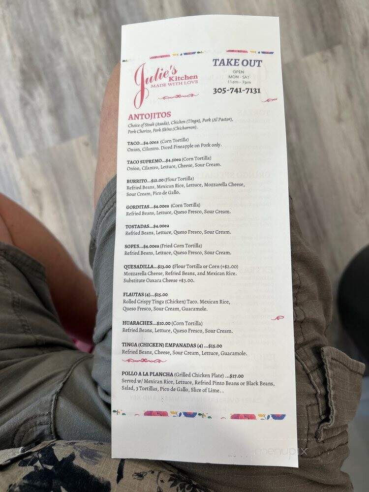 Julie's Kitchen - Summerland Key, FL menu_pic