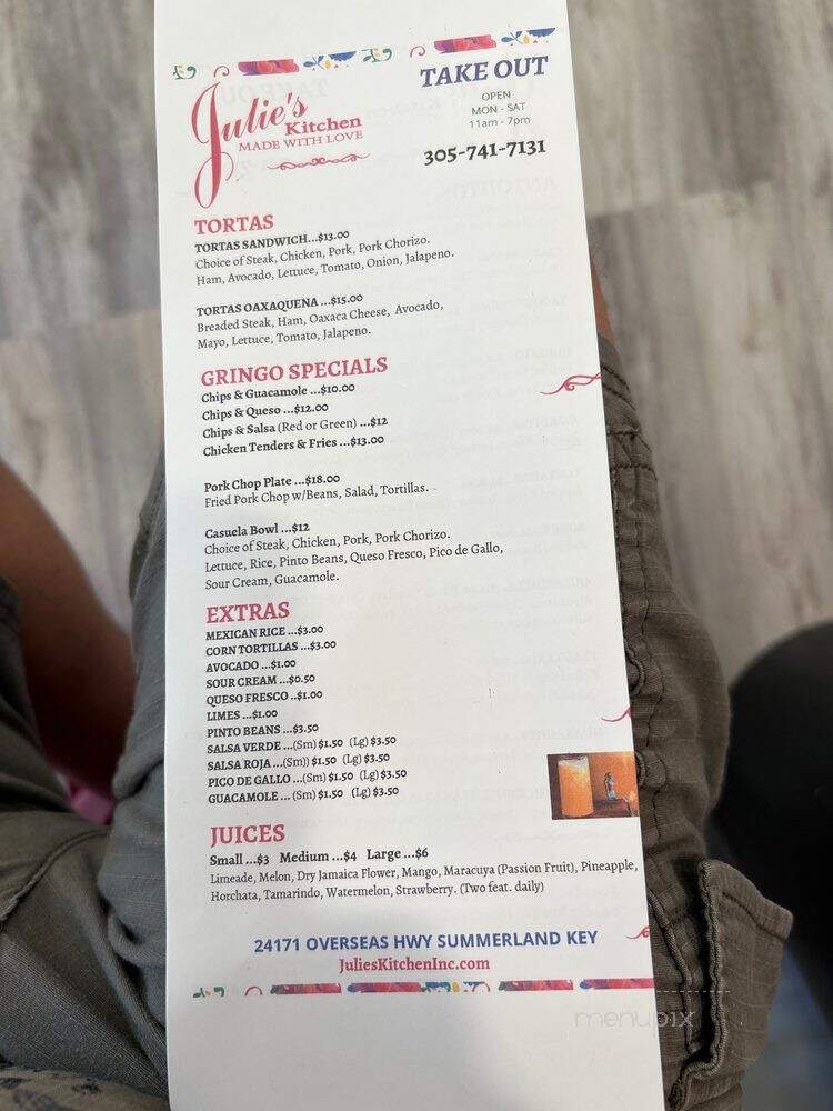Julie's Kitchen - Summerland Key, FL menu_pic