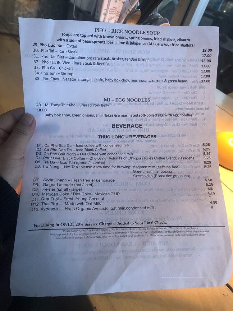 Blossom Vietnamese - Venice, CA menu_pic