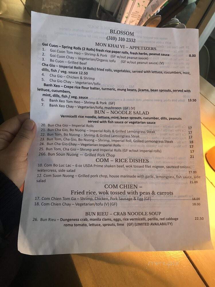 Blossom Vietnamese - Venice, CA menu_pic