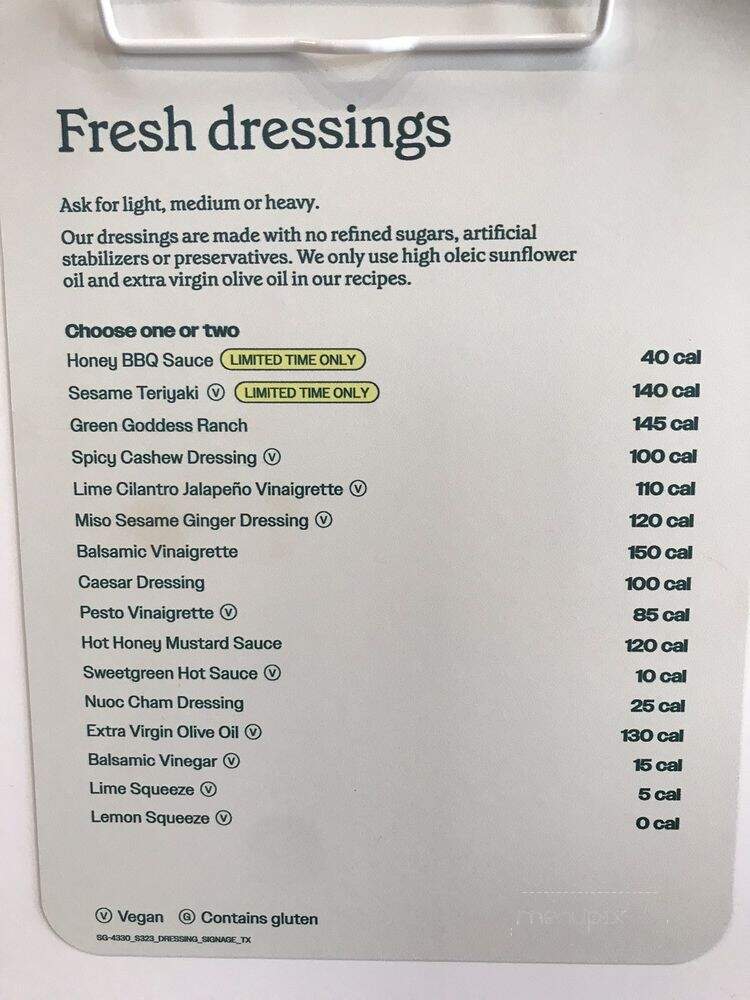 sweetgreen - Southlake, TX menu_pic