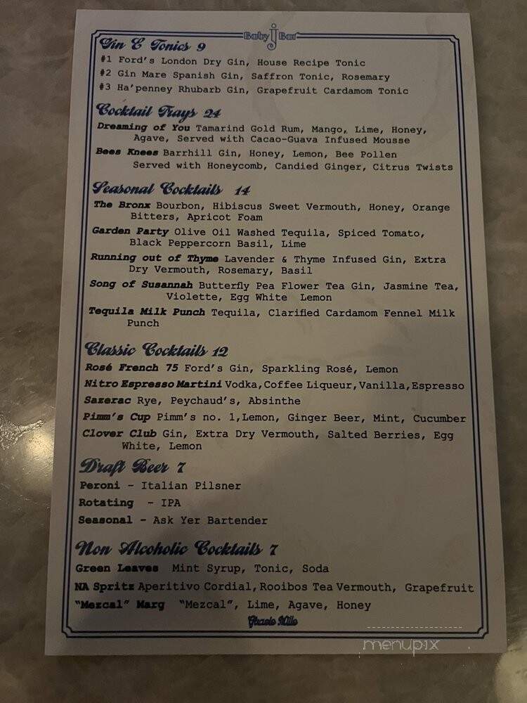 Baby J's Bar - Gainesville, FL menu_pic