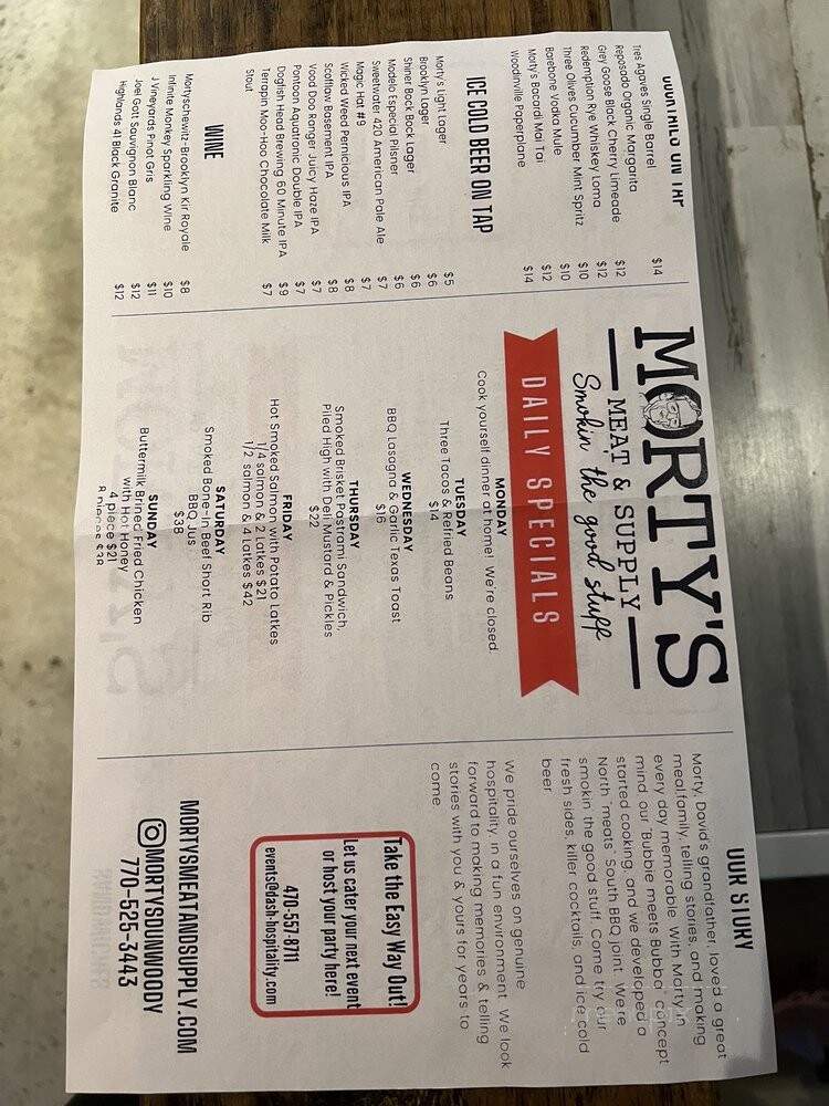 Morty's Meat & Supply - Dunwoody, GA menu_pic