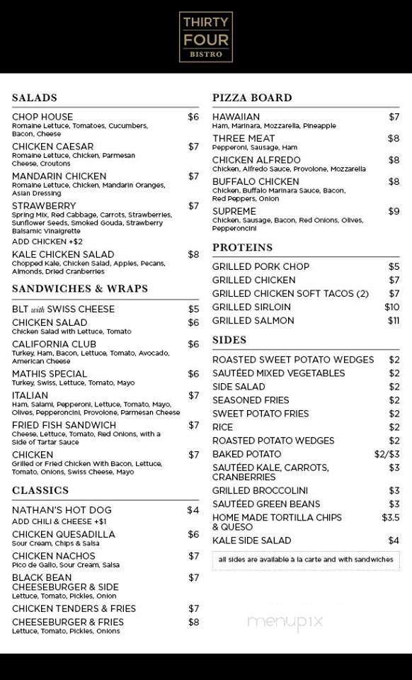 Thirty Four Bar & Bistro - Oklahoma City, OK menu_pic