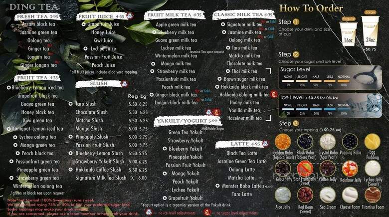 Ding Tea - Tucson, AZ menu_pic