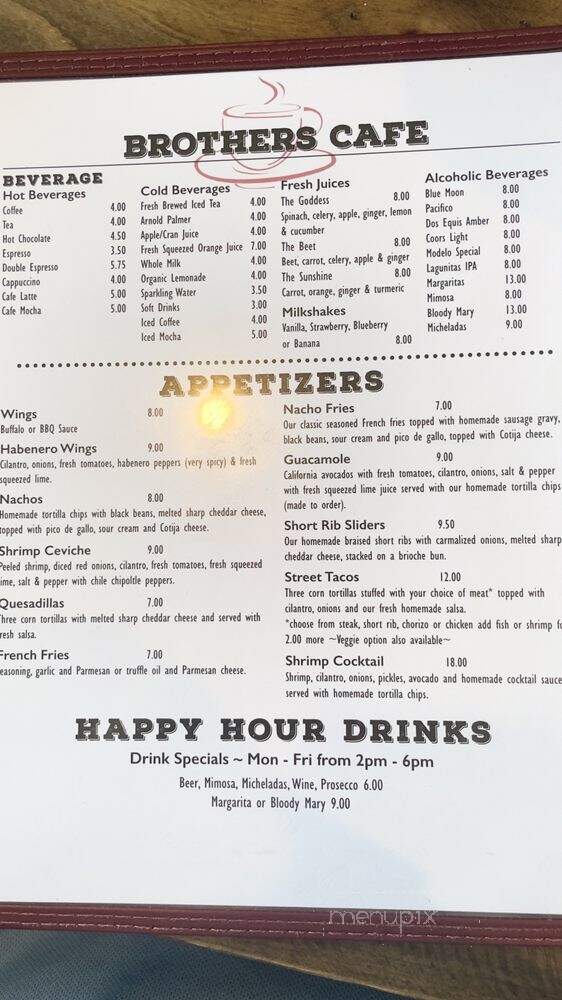 Brothers Cafe - Santa Rosa, CA menu_pic